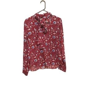 I.Madeline floral paisley neck tie sash blouse size medium